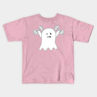 cute ghost with dumbbells Kids T-Shirt